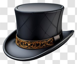 Hat - Elegant Black Top Hat Transparent PNG