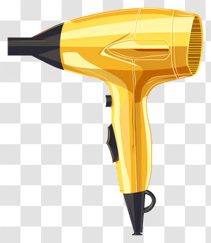 Hair Dryer - Yellow Hair Dryer Illustration In Vector Style Transparent PNG
