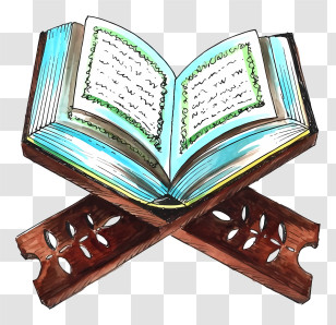 Quran - Open Book On Wooden Stand Transparent PNG