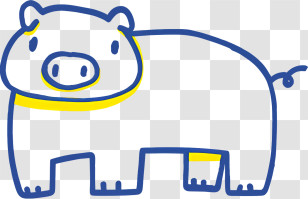 Cartoon Pig - Blue And Yellow Pig Transparent PNG