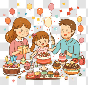 Birthday Party - Family Celebrating A Birthday Party Transparent PNG