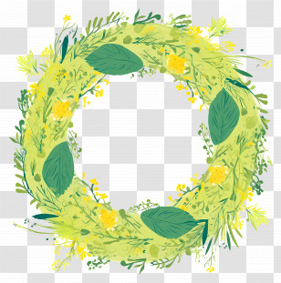 Happy Sukkot - Green Floral Wreath With Yellow Flowers Transparent PNG