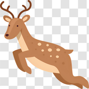 Cartoon Deer - Leaping Deer With Antlers Transparent PNG