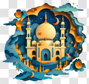 Ramadan - Islamic Mosque Artwork For Eid Celebration Transparent PNG