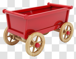 Little Red Wagon Day - Bright Red Wooden Toy Wagon Transparent PNG
