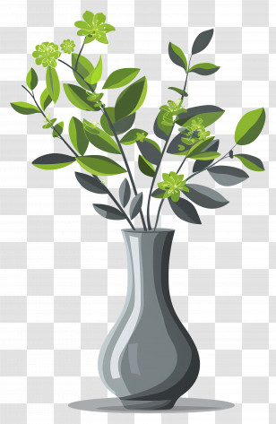 Flowers In Vase - Green Plant In Vase Illustration Transparent PNG