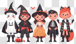 Halloween Kids - Charming Kids In Halloween Costumes Transparent PNG