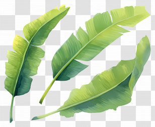 Banana Leaves - Tropical Banana Leaves In Nature Illustration Transparent PNG