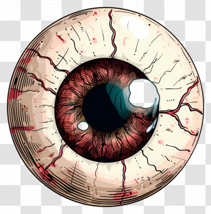 Red Eyed Cartoon Eyeball - Red-Eyed Cartoon Eyeball Illustration Transparent PNG