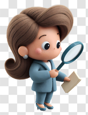 Businesswoman Searching Job - Cartoon Woman Detective With Magnifying Glass Transparent PNG