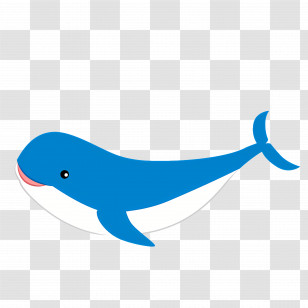 Cartoon Blue Whale - Cartoon Illustration Of A Friendly Blue Whale Transparent PNG