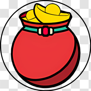 Clay Pot - Red Bag With Gold Coins Transparent PNG
