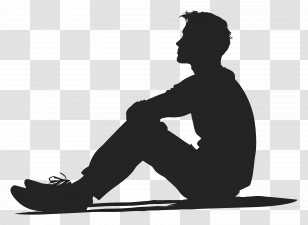 Sitting Man Silhouette - Silhouette Of Sitting Person Transparent PNG