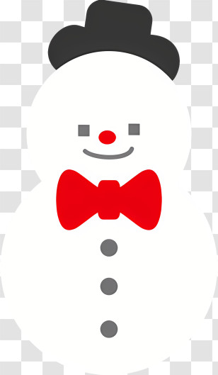 Snowman - Cheerful Snowman With Red Bow Tie Transparent PNG