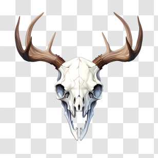 Deer Skull - Illustration Of A Deer Skull With Antlers Transparent PNG
