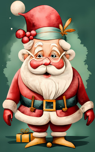 Cartoon Santa Claus - Festive Santa Claus Illustration With Gift Transparent PNG