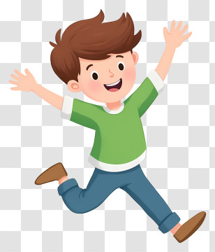 Cartoon Boy Running - Happy Jumping Boy Transparent PNG