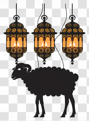 Eid Al Adha - Sheep With Lanterns For Eid Celebration Transparent PNG