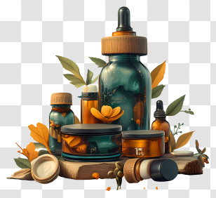 Skin Care Product - Decorative Bottles With Flowers Transparent PNG