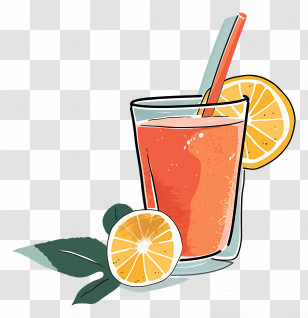 Glass Of Orange Juice - Glass Of Fresh Orange Juice With Lemon Slice Transparent PNG