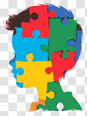 Puzzle Head - Colorful Puzzle Silhouette Of Child Transparent PNG