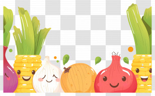 Food Background - Cute Vegetables With Happy Faces Illustration Transparent PNG