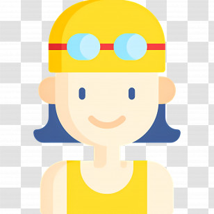 Swimmer - Swimmer With Yellow Cap And Goggles Transparent PNG