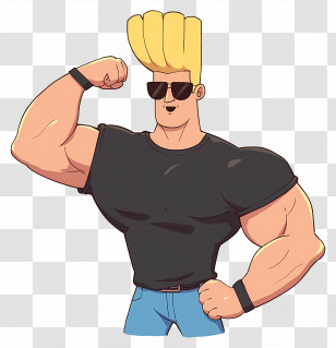 Johnny Bravo - Cartoon Man Flexing Muscles Transparent PNG