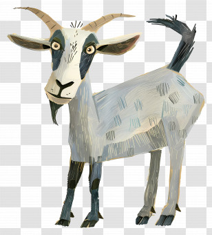 Goat - Illustration Of A Goat With Horns Transparent PNG