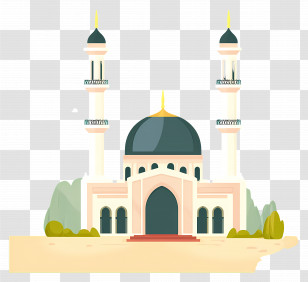 Masjid - Modern Islamic Mosque With Domes Transparent PNG