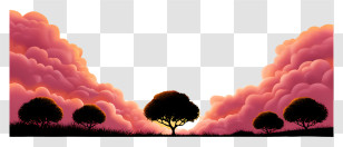 Sunset Glow - Sunset Silhouette With Trees And Clouds Transparent PNG