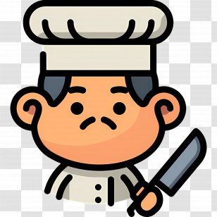 Chef - Cartoon Chef Holding Knife In Culinary Outfit Transparent PNG