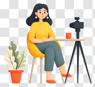 Businesswoman Giving Online Interview - Woman With Camera In Studio Setting Transparent PNG