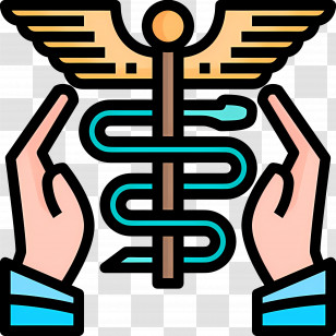 Nurse Symbol - Caduceus Symbol With Hands Transparent PNG