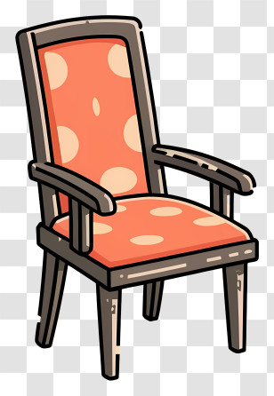 Armchair - Orange Chair With Polka Dots Transparent PNG