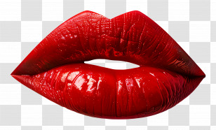 Emoji - Red Glossy Lips Illustration Transparent PNG