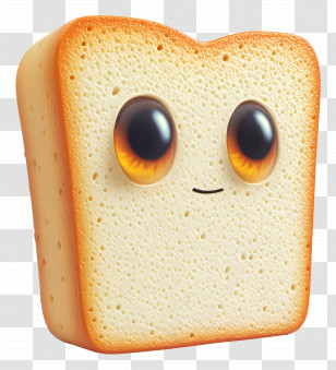 White Bread - Cute Bread Slice With Big Eyes Transparent PNG