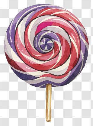 Lollipop - Colorful Swirl Lollipop On A Stick Transparent PNG