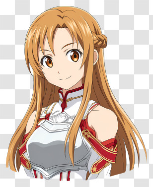 Asuna - Cute Brown-Haired Armored Anime Girl Transparent PNG