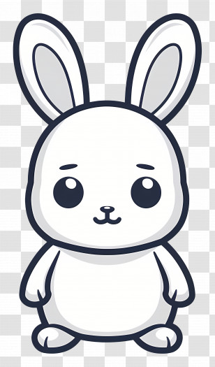Cute Rabbit - Cute White Bunny Illustration In Cartoon Style Transparent PNG