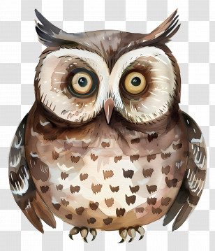 Watercolor Owl - Charming Watercolor Owl Illustration Transparent PNG