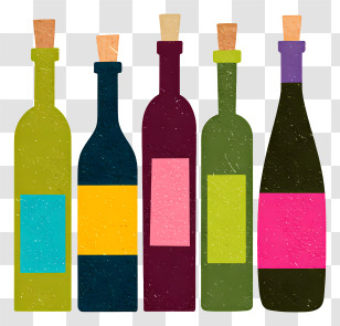 Colorful Spirits - Colorful Wine Bottle Set Transparent PNG