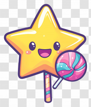 Animated Star - Cheerful Star And Lollipop Cartoon Transparent PNG