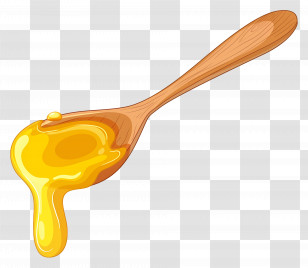 Honey Spoon - Wooden Spoon Drizzling Honey Transparent PNG
