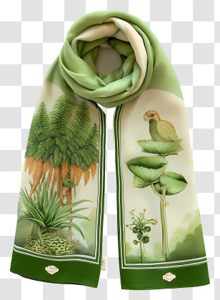 Elegant Accessory - Elegant Botanical Print Scarf Transparent PNG
