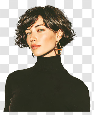 Elegant Model - Stylish Short-haired Woman Portrait Transparent PNG