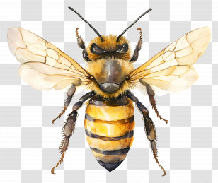 Watercolor Honey Bee - Detailed Bee Illustration Transparent PNG