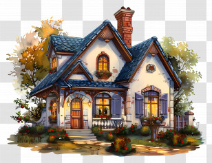 Cottage - Picturesque Cottage House In The Countryside Transparent PNG