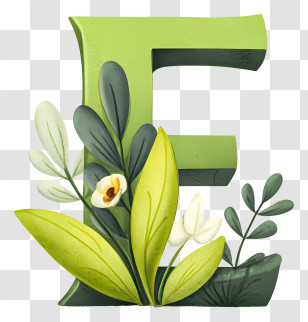 Green Leafy Letter E - Decorative Letter E Transparent PNG