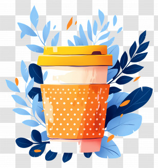 Vintage Coffee Cup - Stylish Coffee Cup With Leaf Design Transparent PNG